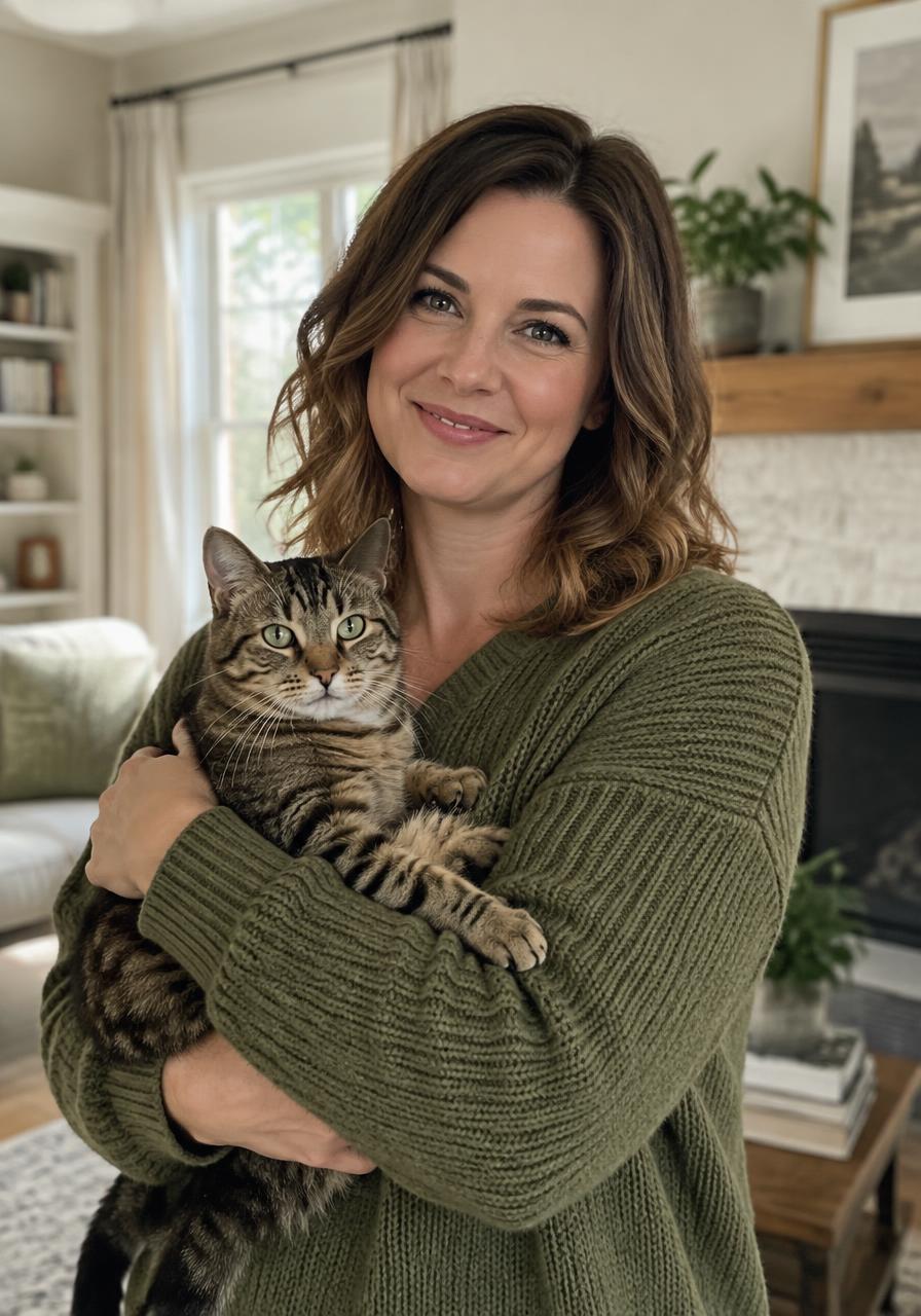 Anja Berger mit ihrer Katze